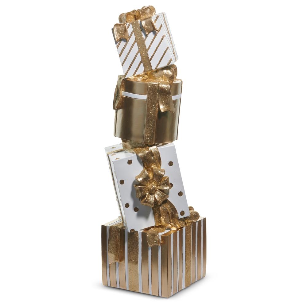 RAZ Imports 28" Gold and White Stacked Presents
