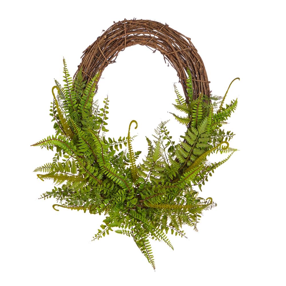 RAZ Imports 28" Oval Mixed Fern Wreath