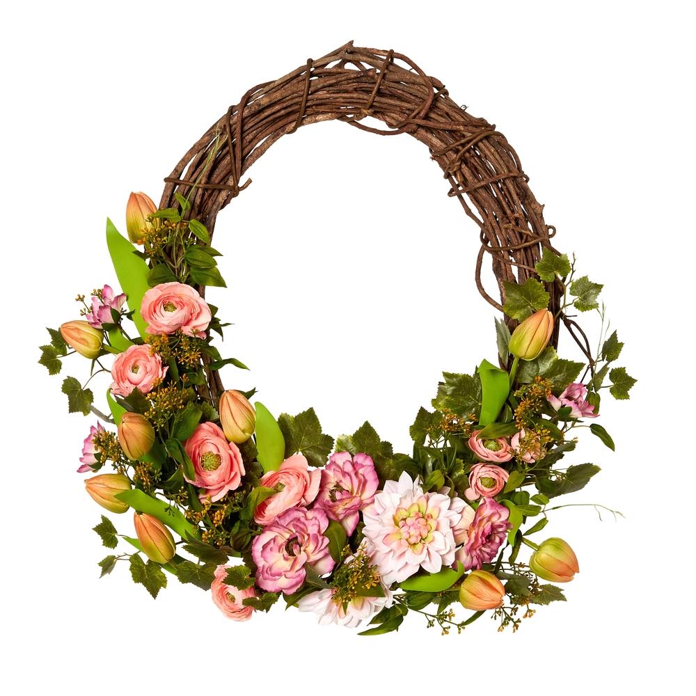 RAZ Imports 28" Tulip Oval Wreath