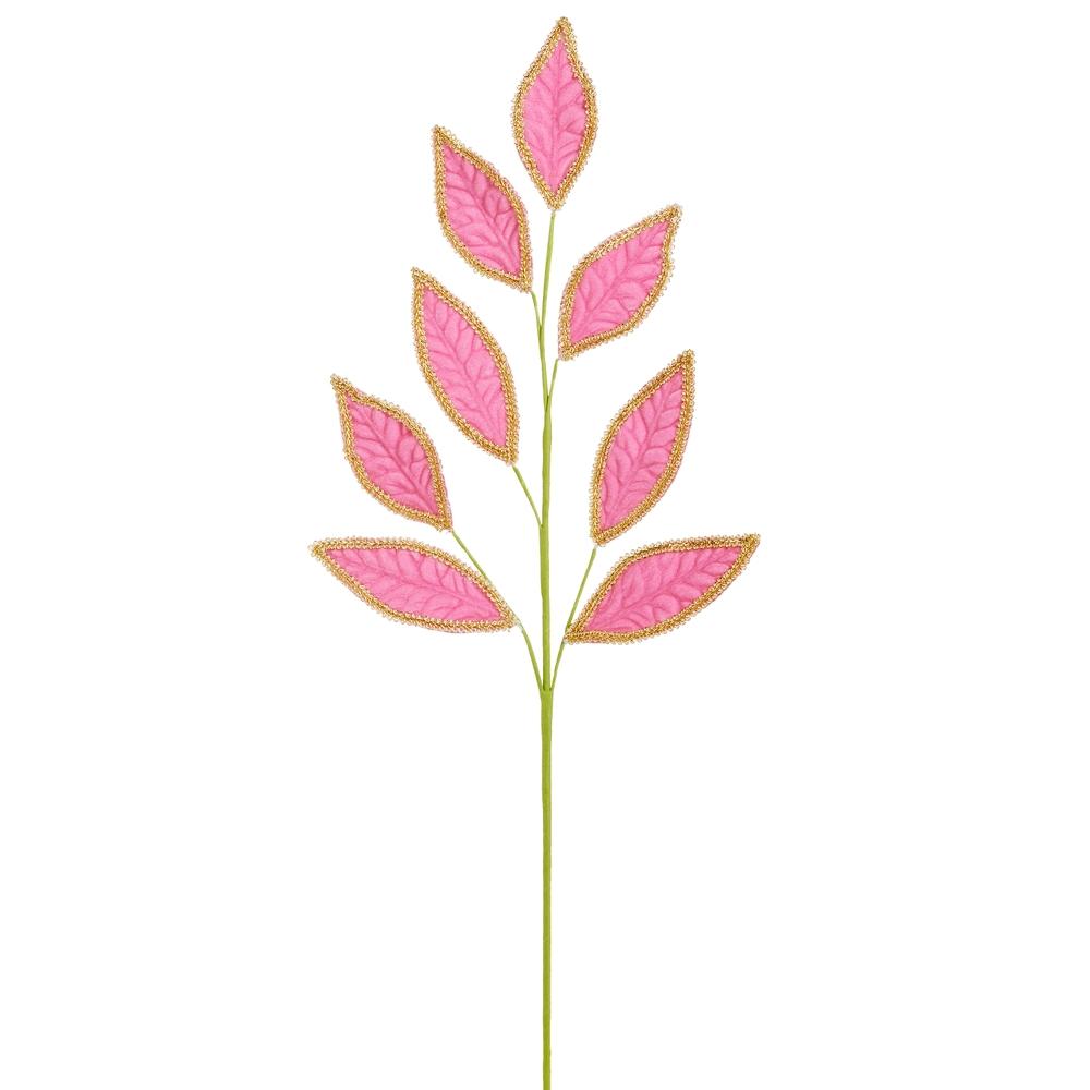 RAZ Imports 29.5" Pink Velvet Leaf Spray