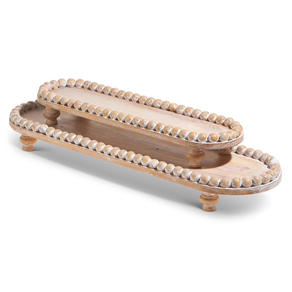 RAZ Imports 29.5" Whitewash Beaded Edge Risers