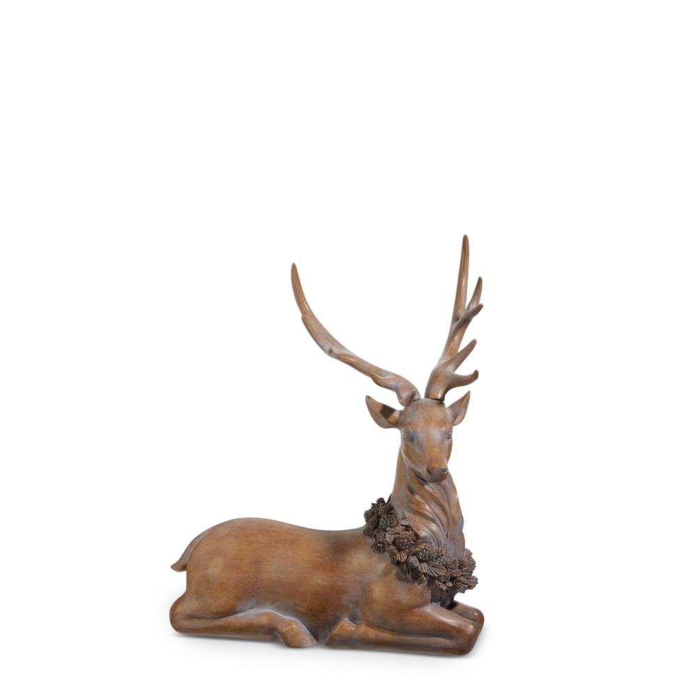 RAZ Imports 29" Laying Deer with Holly Wreath