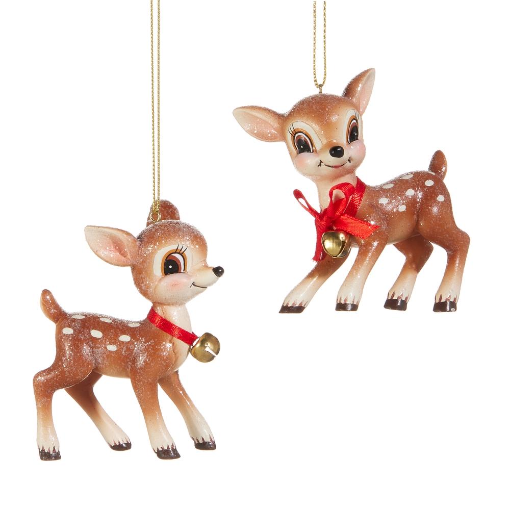 RAZ Imports 3.25" Cutesy Deer with Bell Ornament