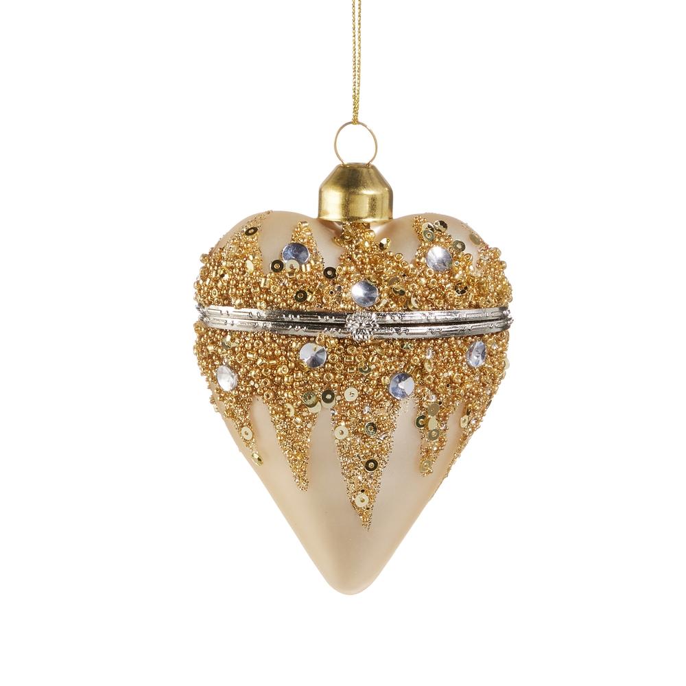 RAZ Imports 3.5" Champagne Gold Heart Box Ornament