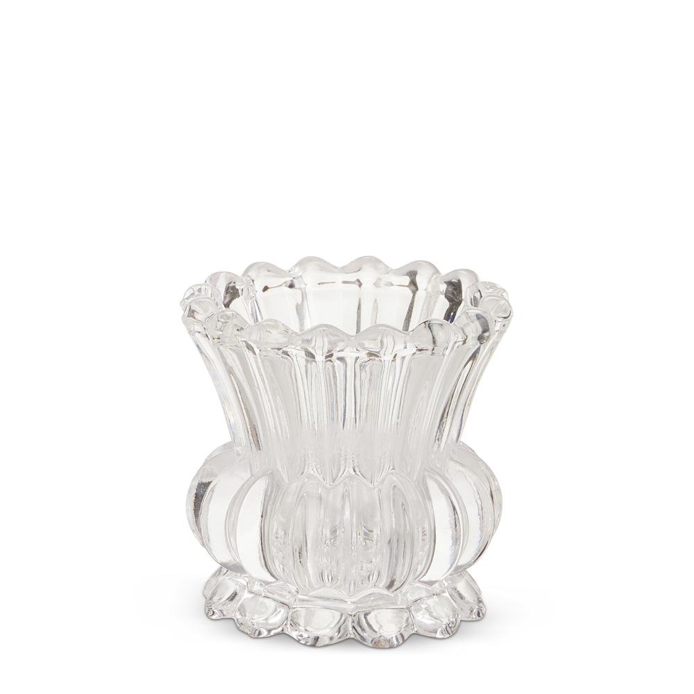 RAZ Imports 3.5" Clear Ruffle Candle Holder