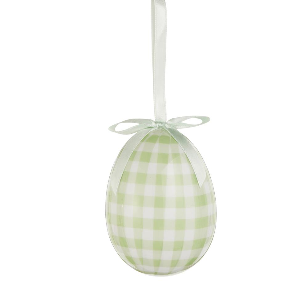 RAZ Imports 3.5" Green Plaid Easter Egg Ornament