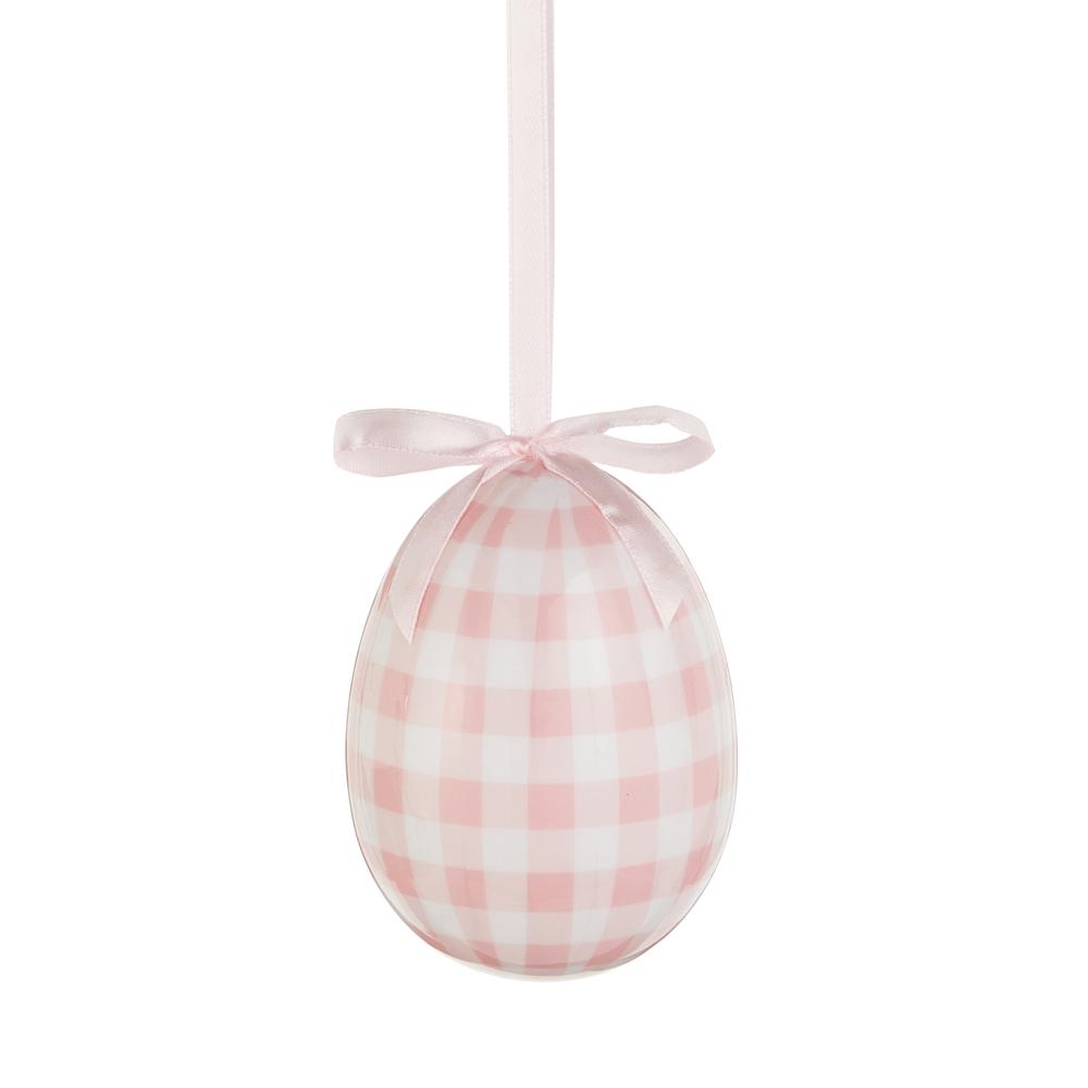 RAZ Imports 3.5" Pink Plaid Easter Egg Ornament