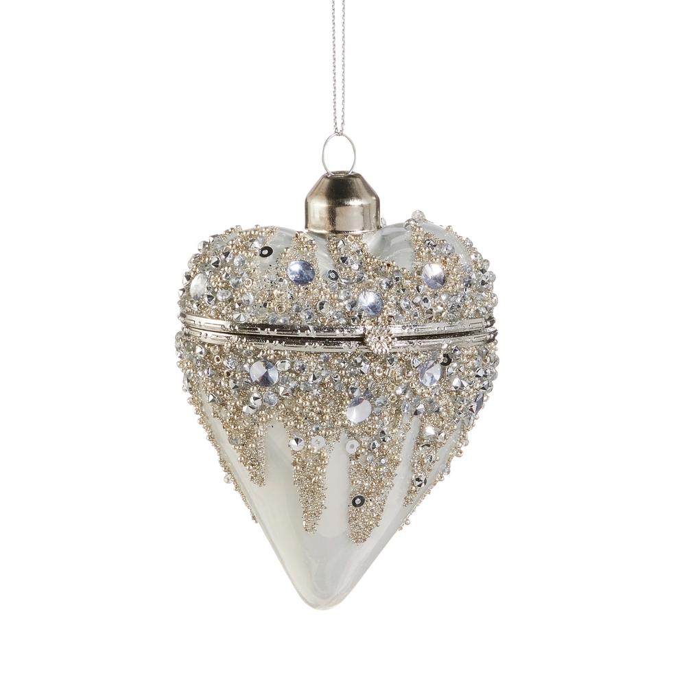 RAZ Imports 3.5" White Heart Box Ornament