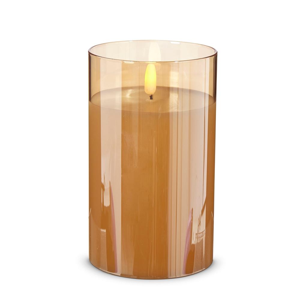 RAZ Imports 3.5" x 6" Gold Glass Ivory Pillar Candle