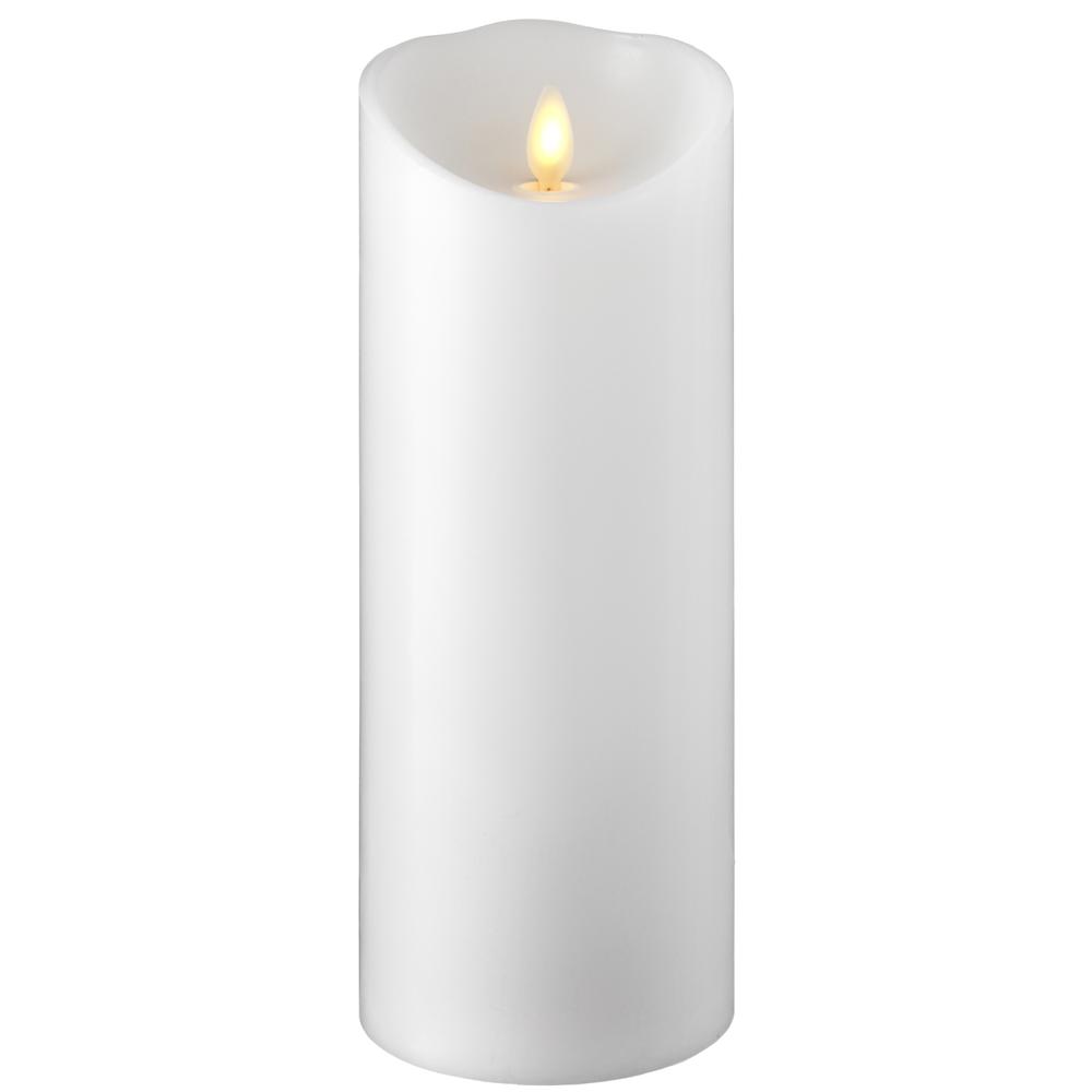 RAZ Imports 3.5" x 9" Push Flame White Pillar Candle