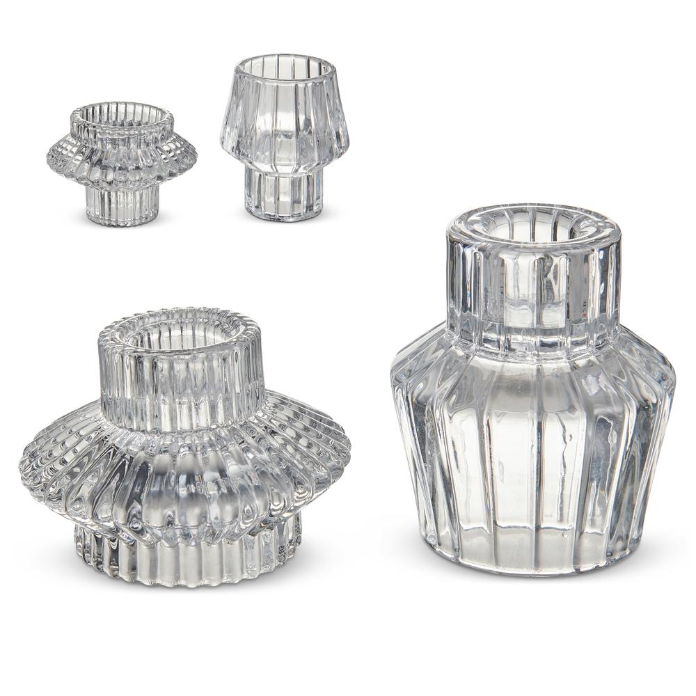 RAZ Imports 3" Clear Vintage Candle Holders