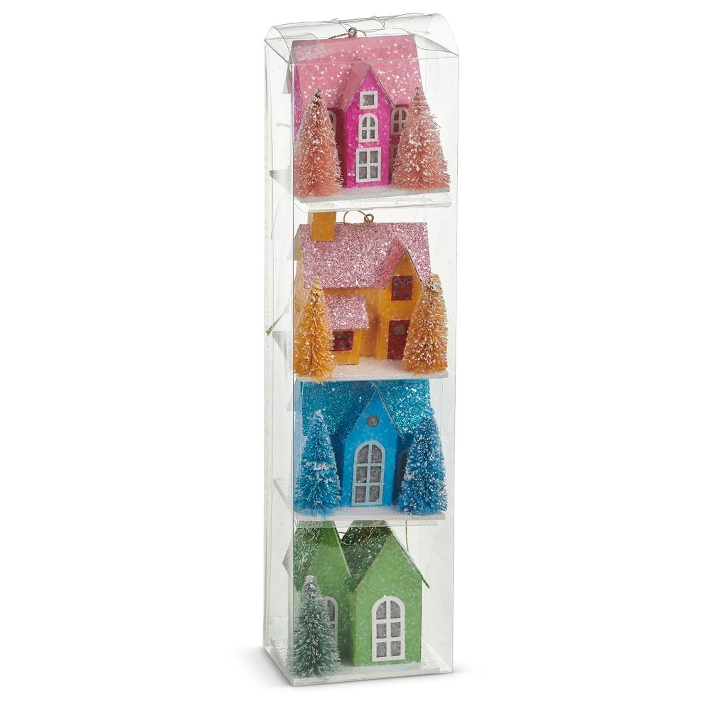 RAZ Imports 3" Glittered House Ornaments
