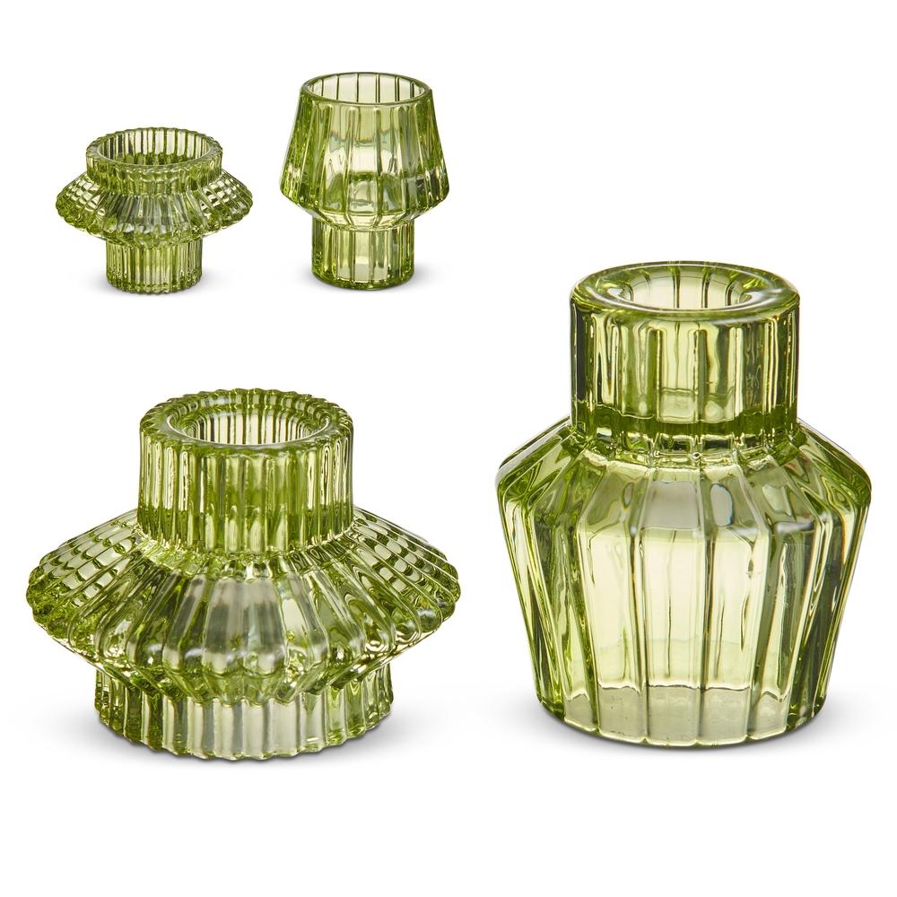 RAZ Imports 3" Green Vintage Candle Holders