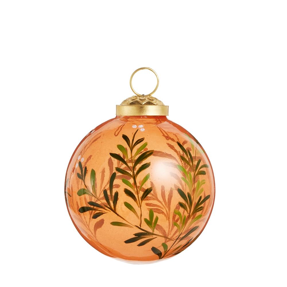 RAZ Imports 3" Orange Floral Ball Ornament