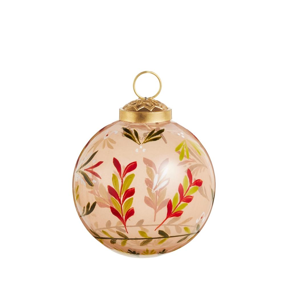 RAZ Imports 3" Peach Floral Ball Ornament