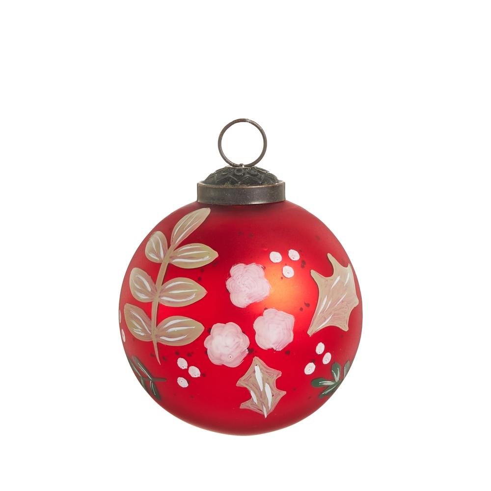 RAZ Imports 3" Red Greenery Ball Ornament