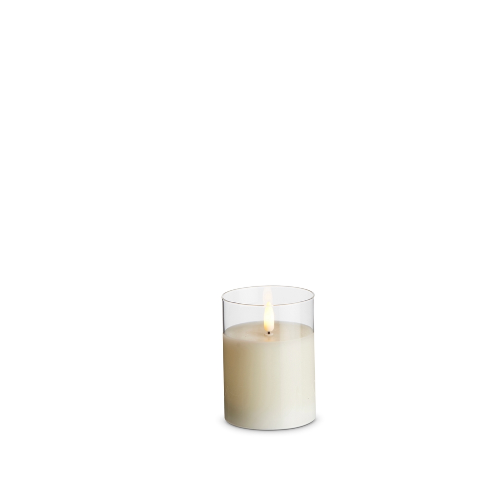 RAZ Imports 3" x 4" Clear Glass Ivory Pillar Candle