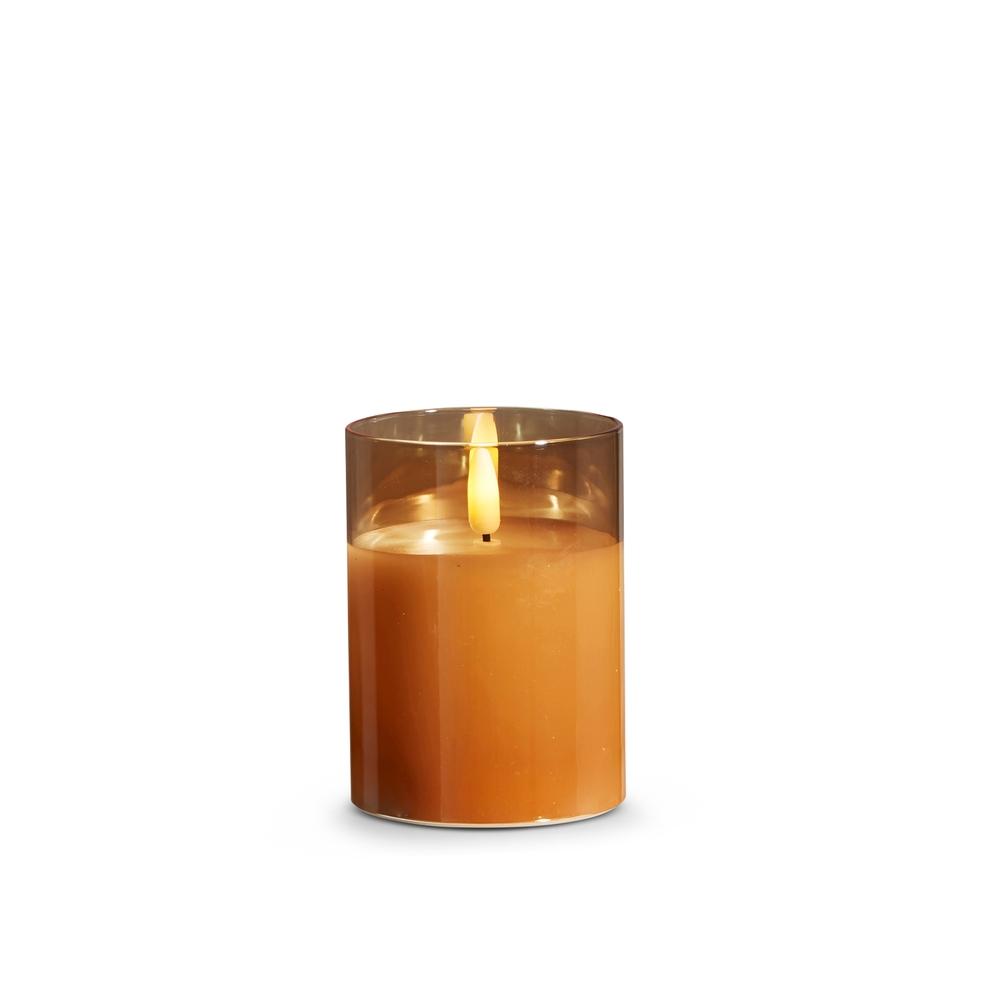RAZ Imports 3" x 4" Gold Glass Ivory Pillar Candle