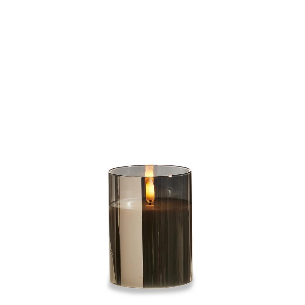 RAZ Imports 3" X 4" Smoke Glass Ivory Pillar Candle