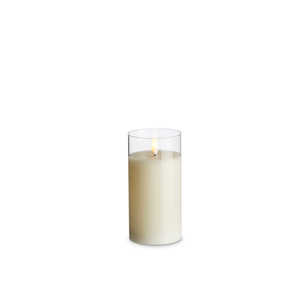 RAZ Imports 3" x 6" Clear Glass Ivory Pillar Candle