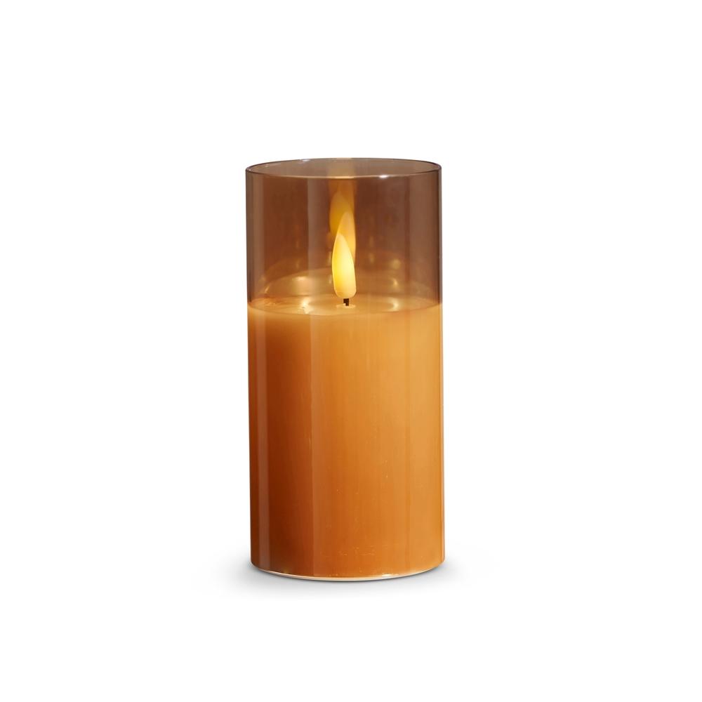 RAZ Imports 3" x 6" Gold Glass Ivory Pillar Candle