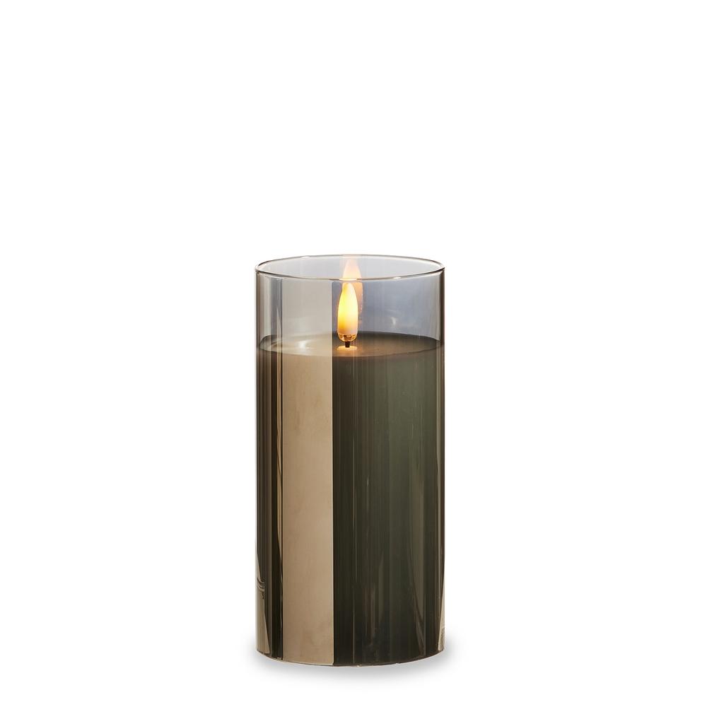 RAZ Imports 3" X 6" Smoke Glass Ivory Pillar Candle
