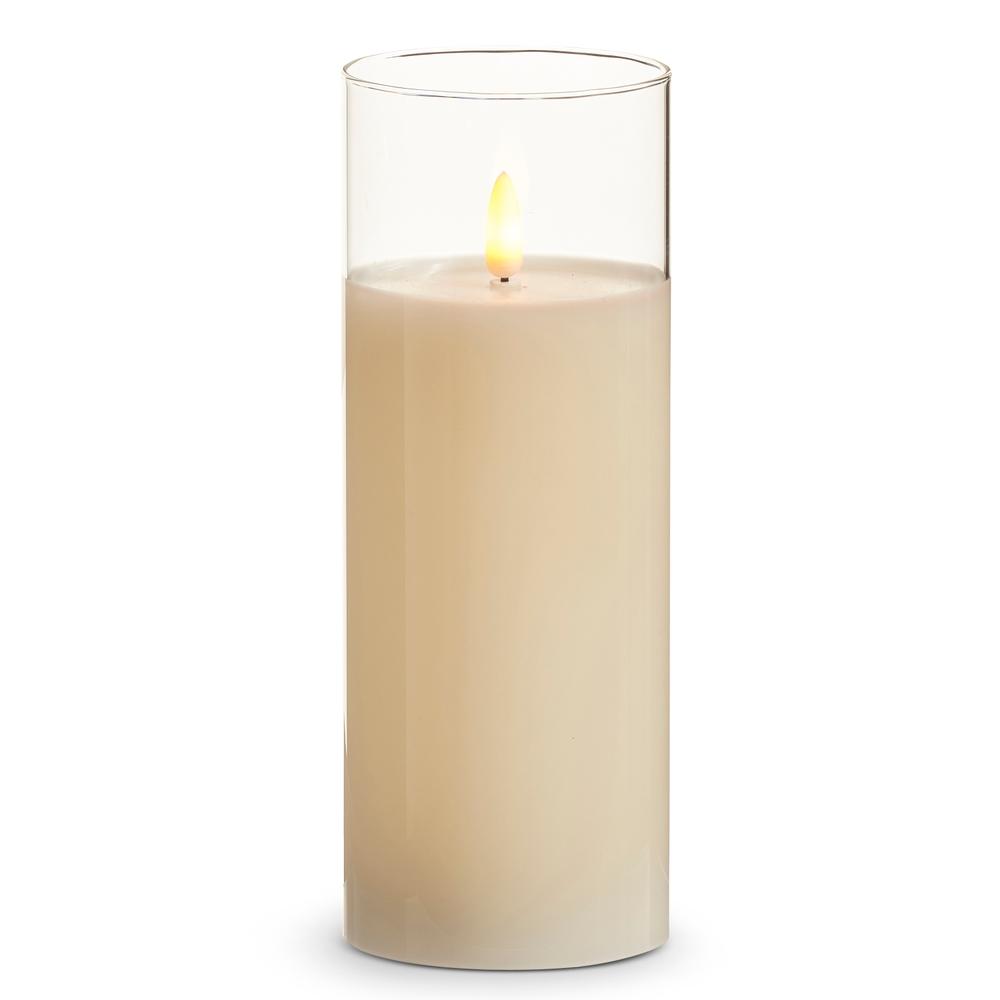 RAZ Imports 3" X 8" Clear Glass Ivory Pillar Candle