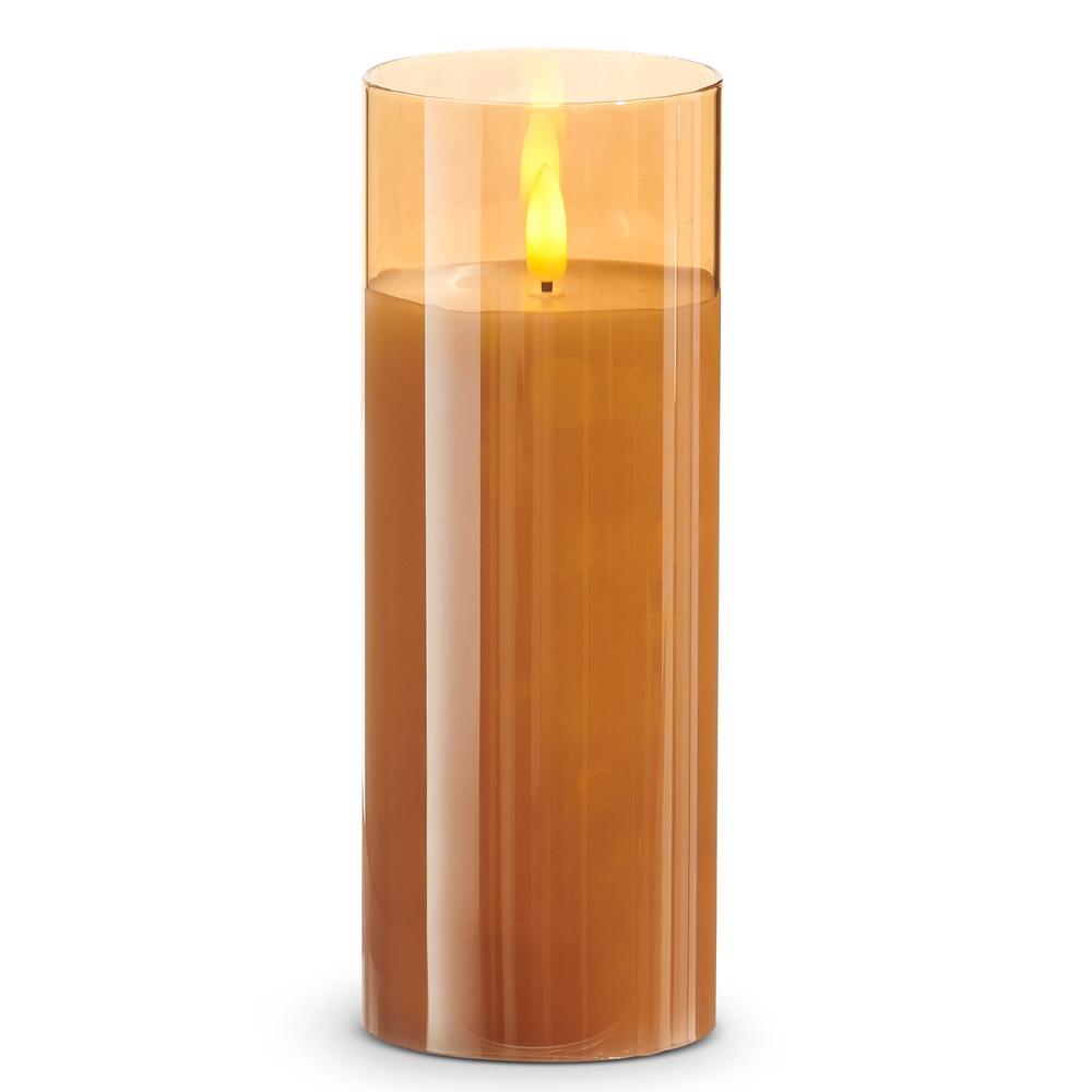 RAZ Imports 3" X 8" Gold Glass Ivory Pillar Candle