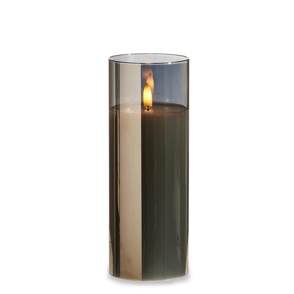 RAZ Imports 3" X 8" Smoke Glass Ivory Pillar Candle