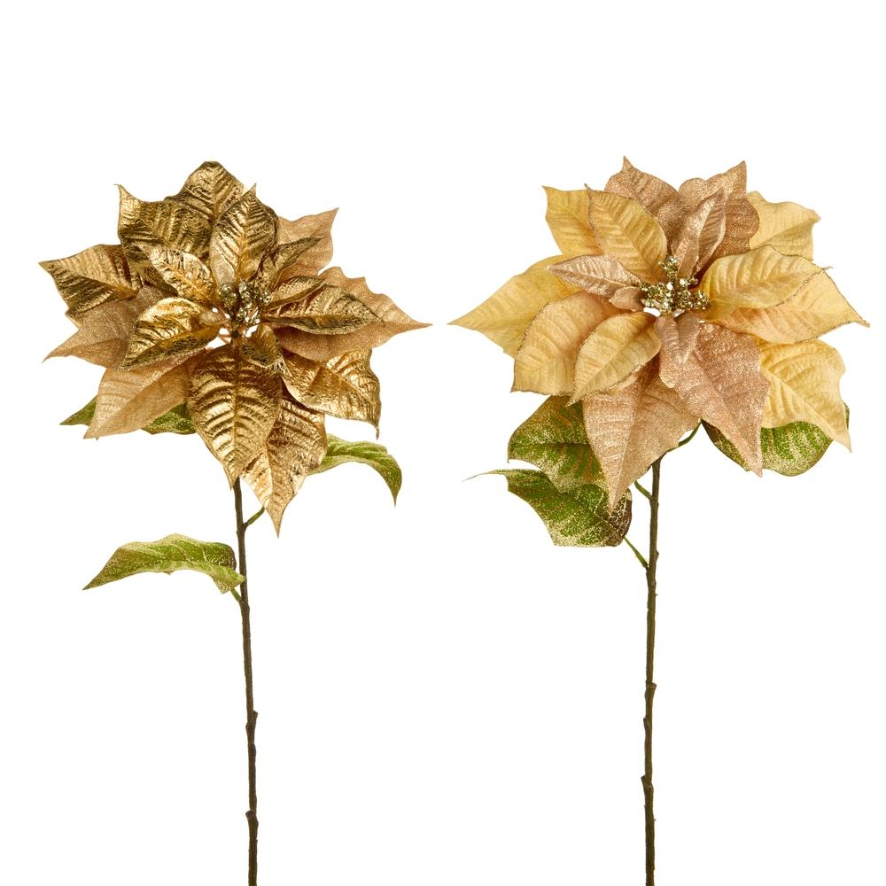RAZ Imports 30" Gold Poinsettia Stem