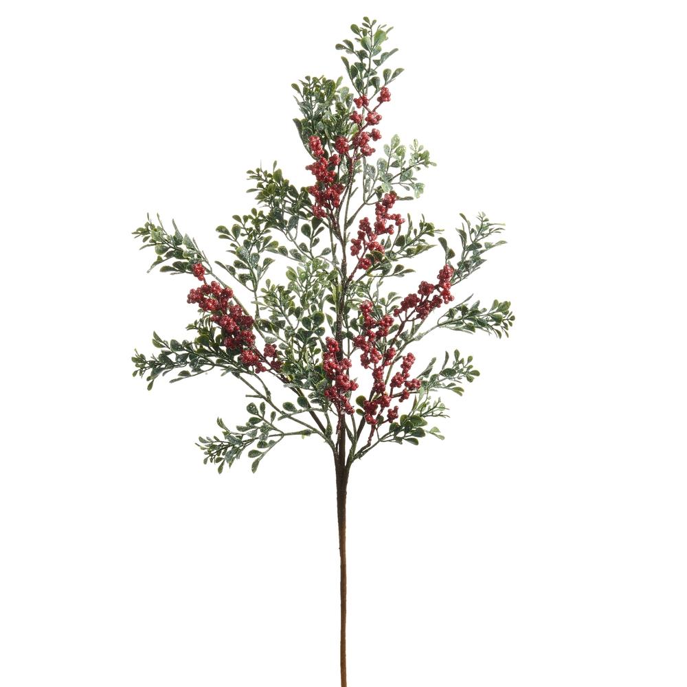 RAZ Imports 30" Iced Red Berry and Greenery Spray