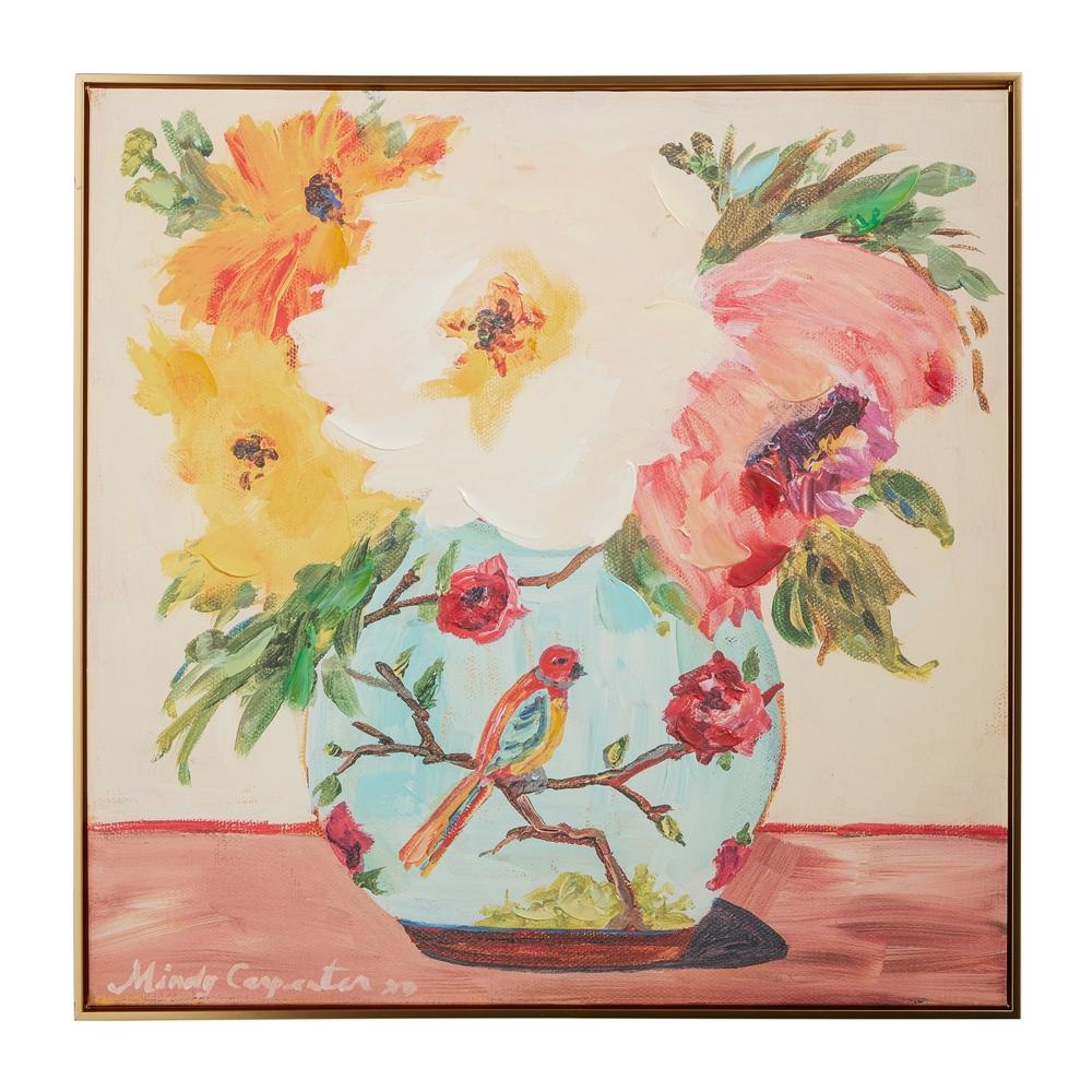 RAZ Imports 31.25" Bird on Vase Framed Wall Art