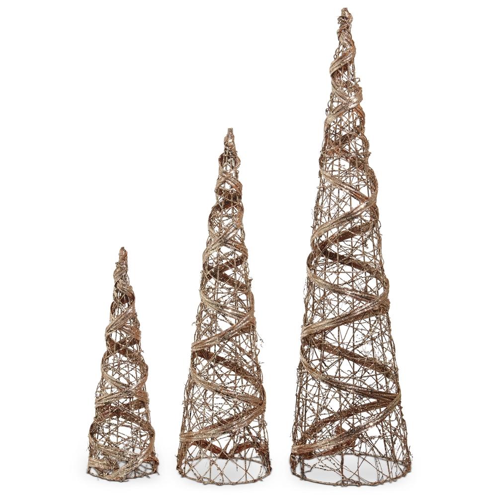 RAZ Imports 31.5" Champagne Vine Wrapped Cone Trees