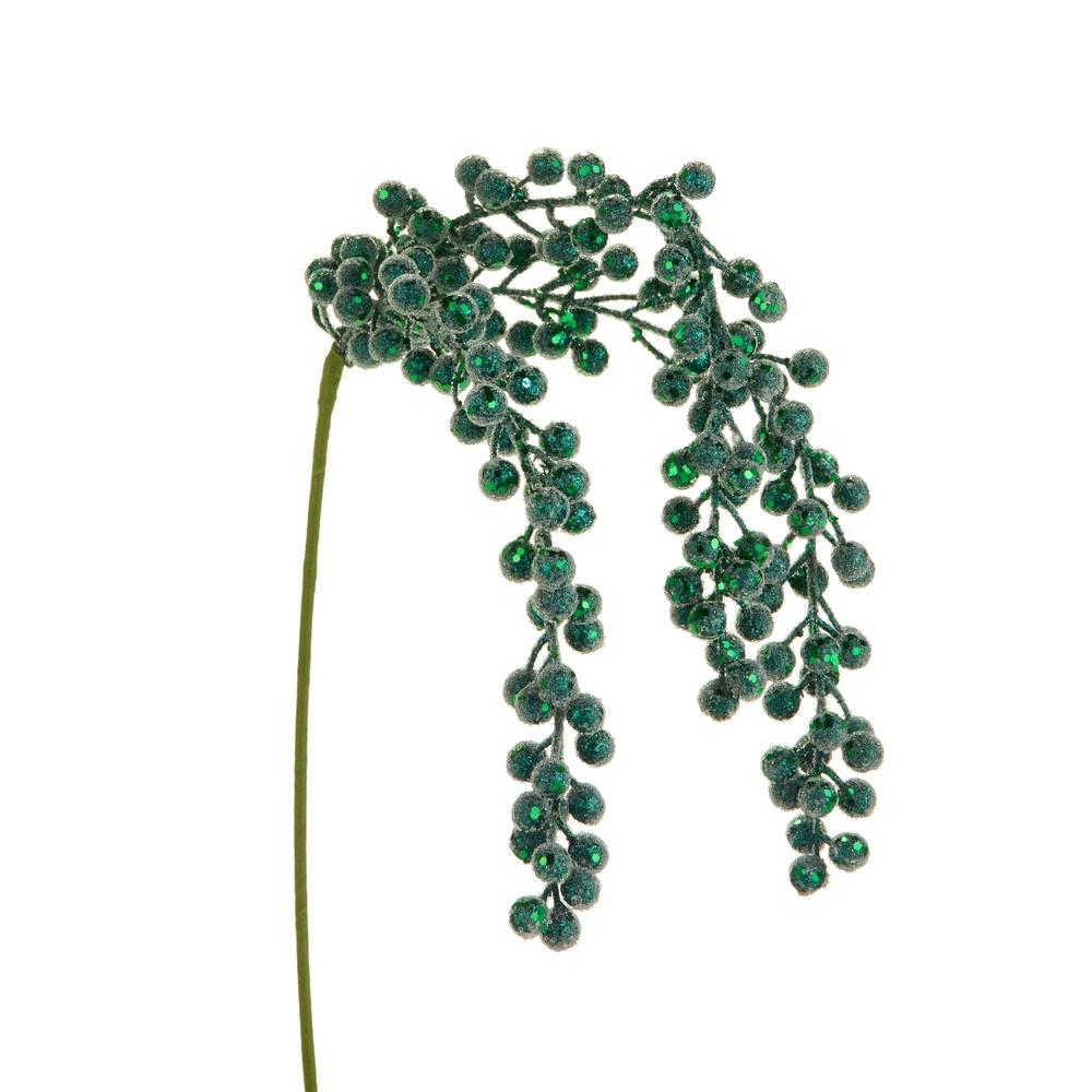 RAZ Imports 31" Green Glitter Hanging Berry Spray