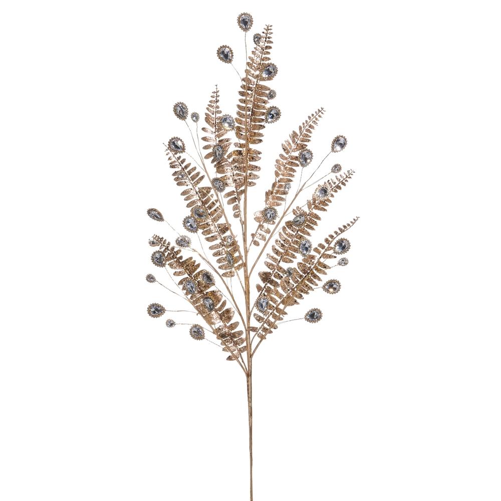 RAZ Imports 32" Gold Jeweled Fern Spray