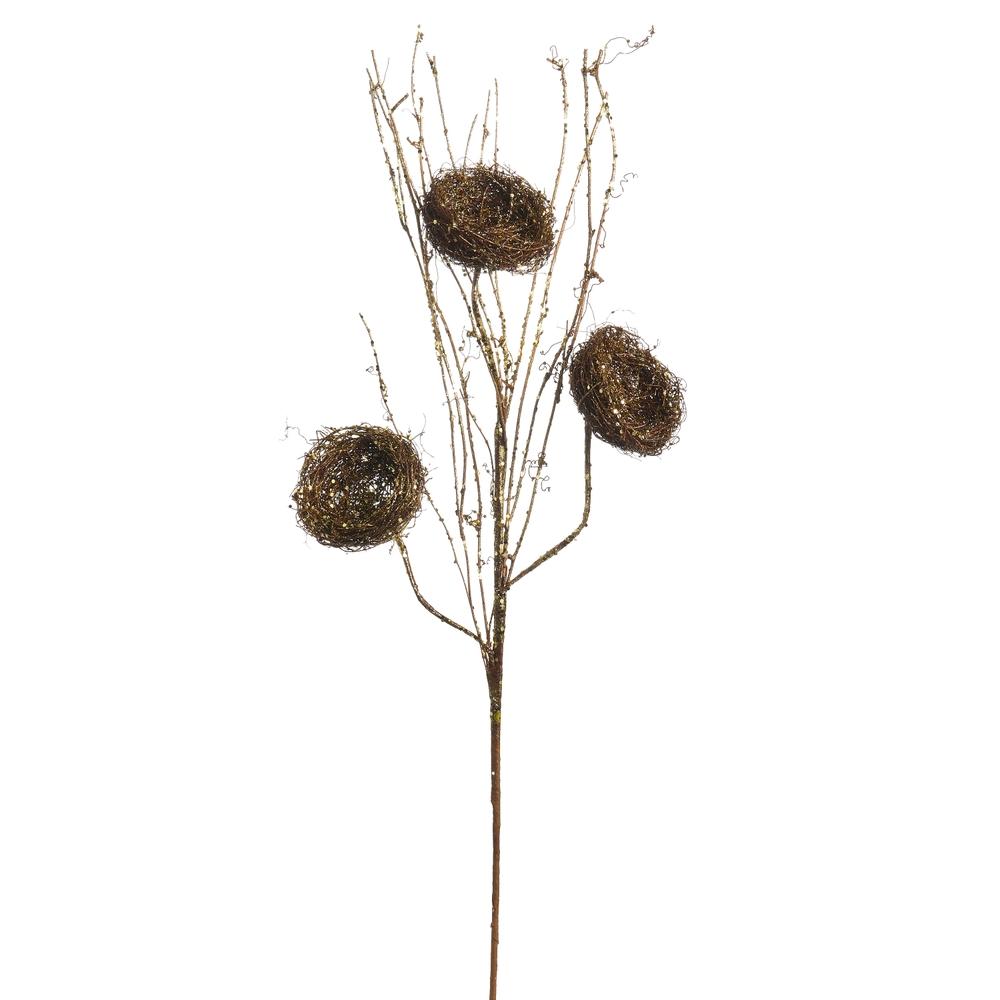 RAZ Imports 34" Gold Glittered Branch with Nest