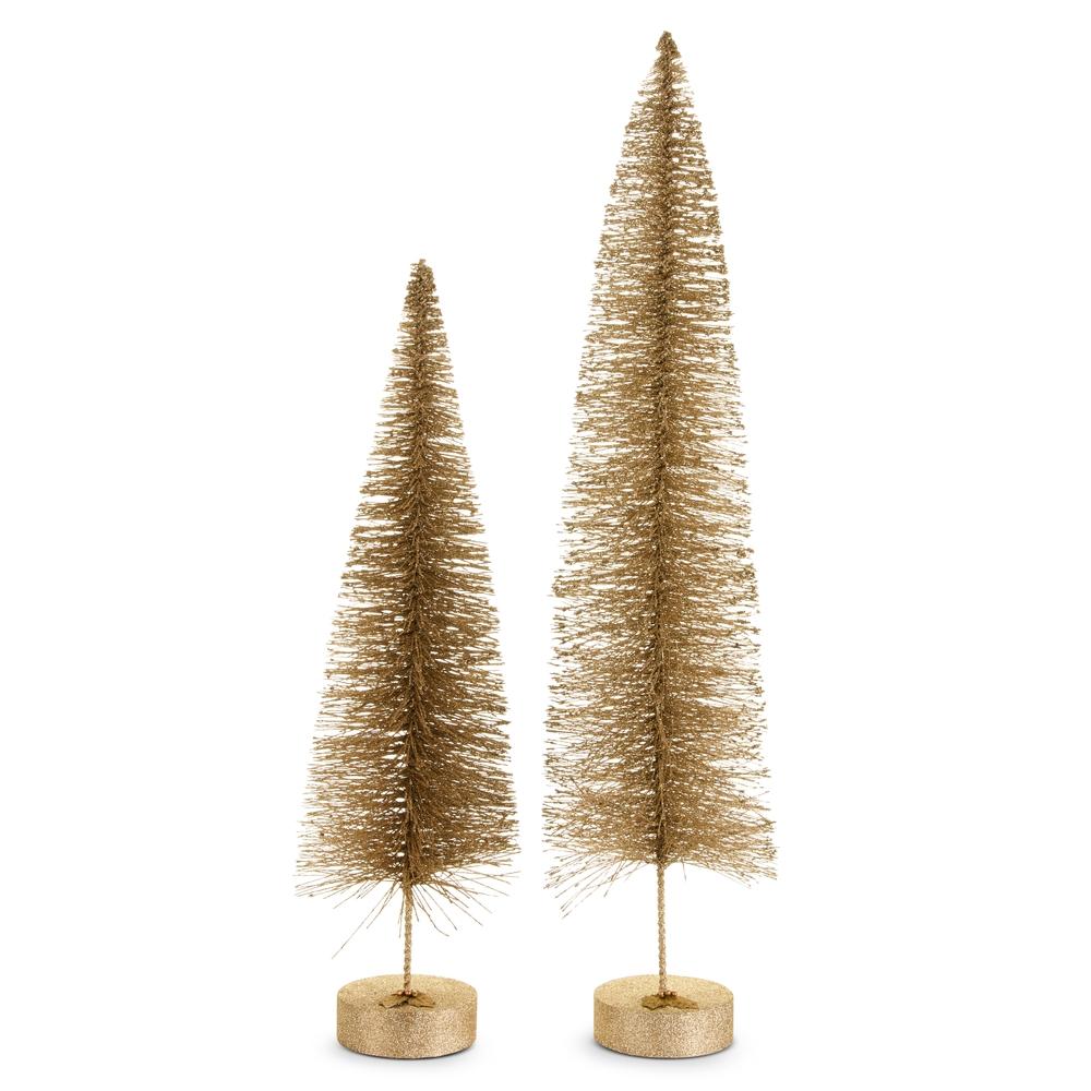 RAZ Imports 36" Gold Glittered Bottle Brush Trees