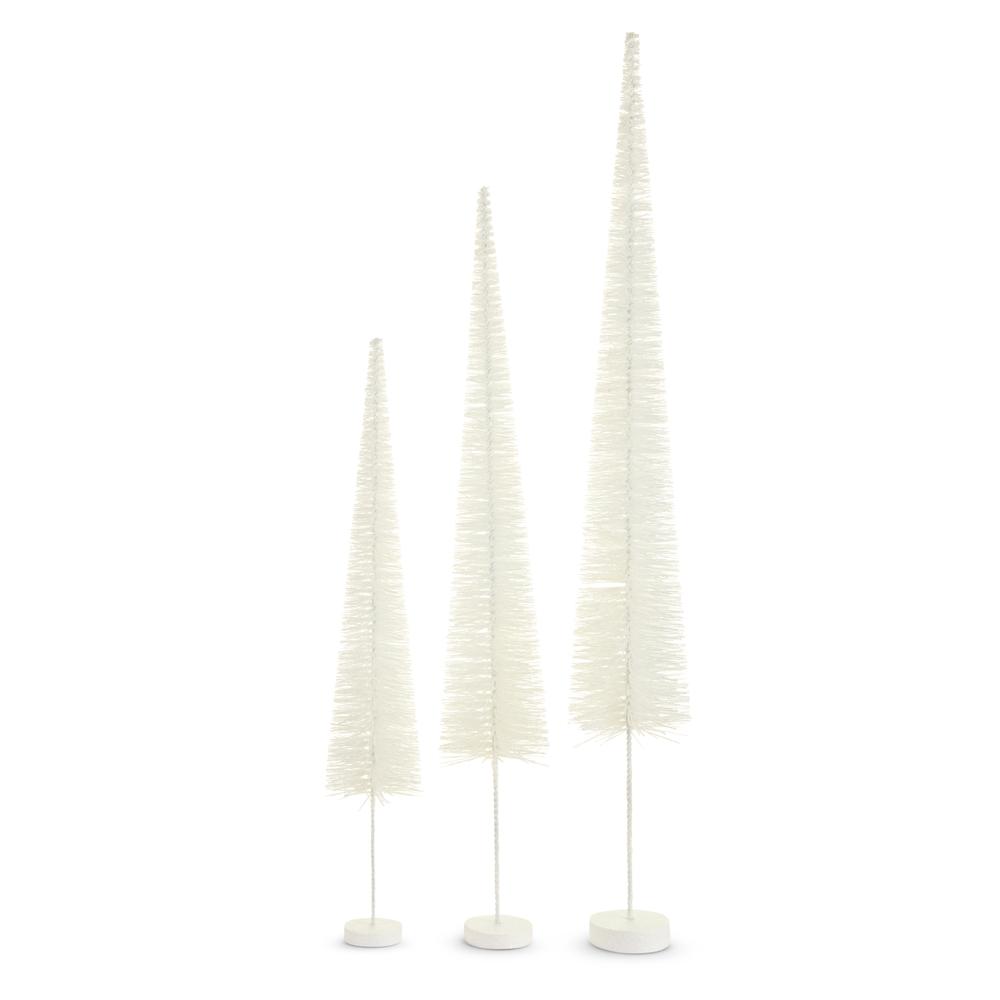 RAZ Imports 36" White Glittered Bottle Brush Trees