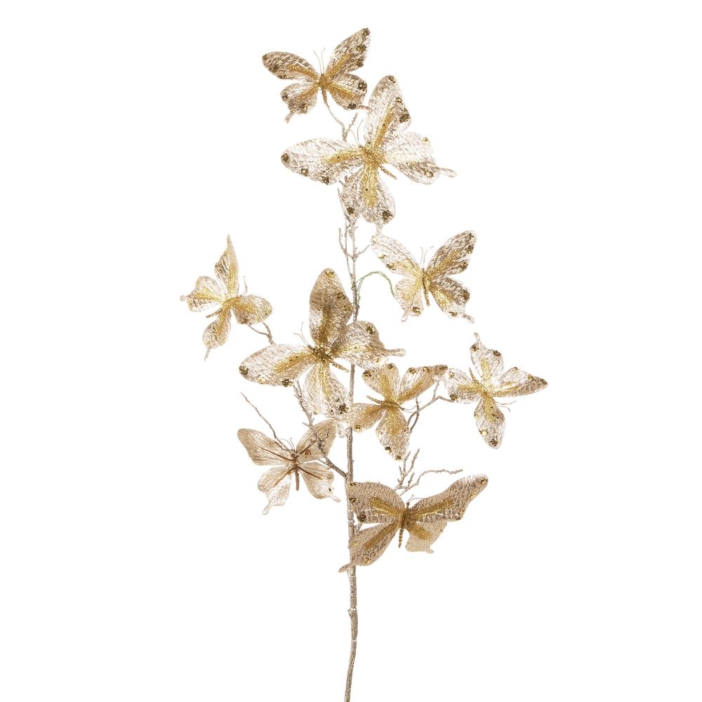 RAZ Imports 37" Glitter Gold Butterfly Spray