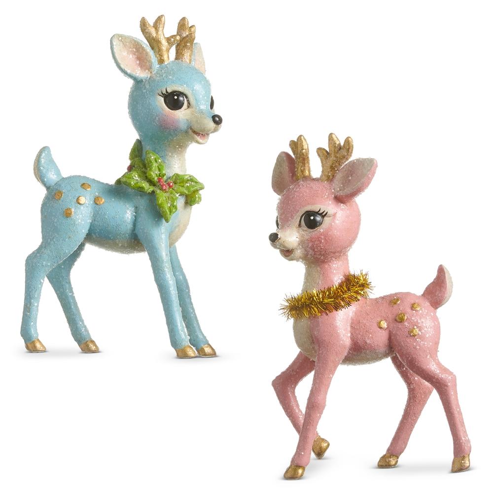 RAZ Imports 4.25" Blue and Pink Retro Deer Ornament