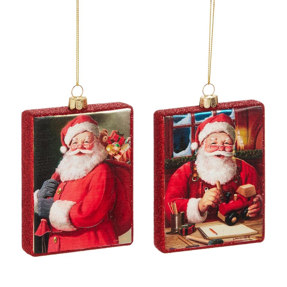 RAZ Imports 4.25" Jolly Santa Rectangle Ornament