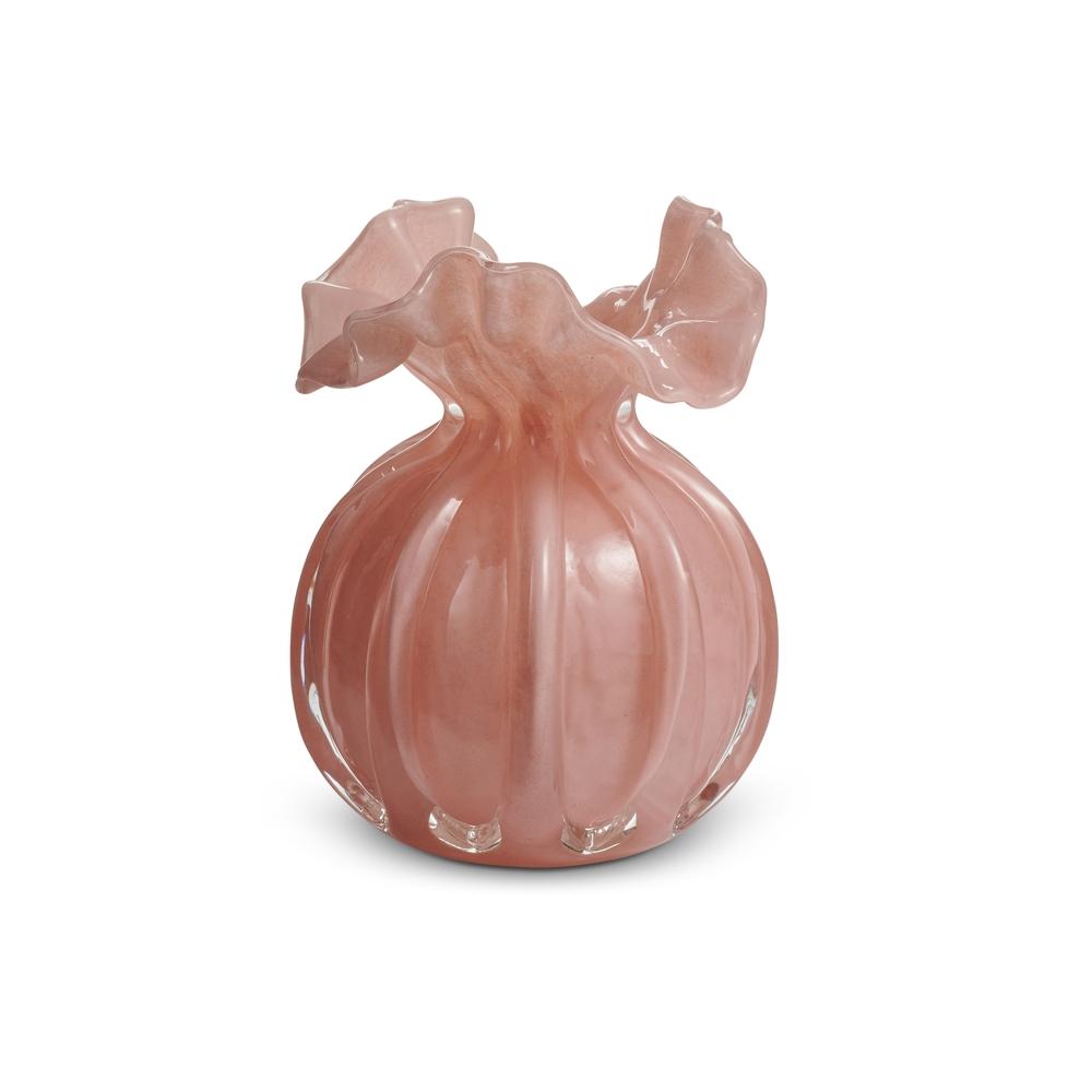 RAZ Imports 4.25" Pale Pink Ruffle Vase