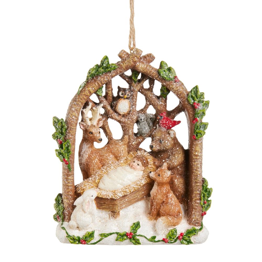 RAZ Imports 4.25" Woodland Nativity Ornament