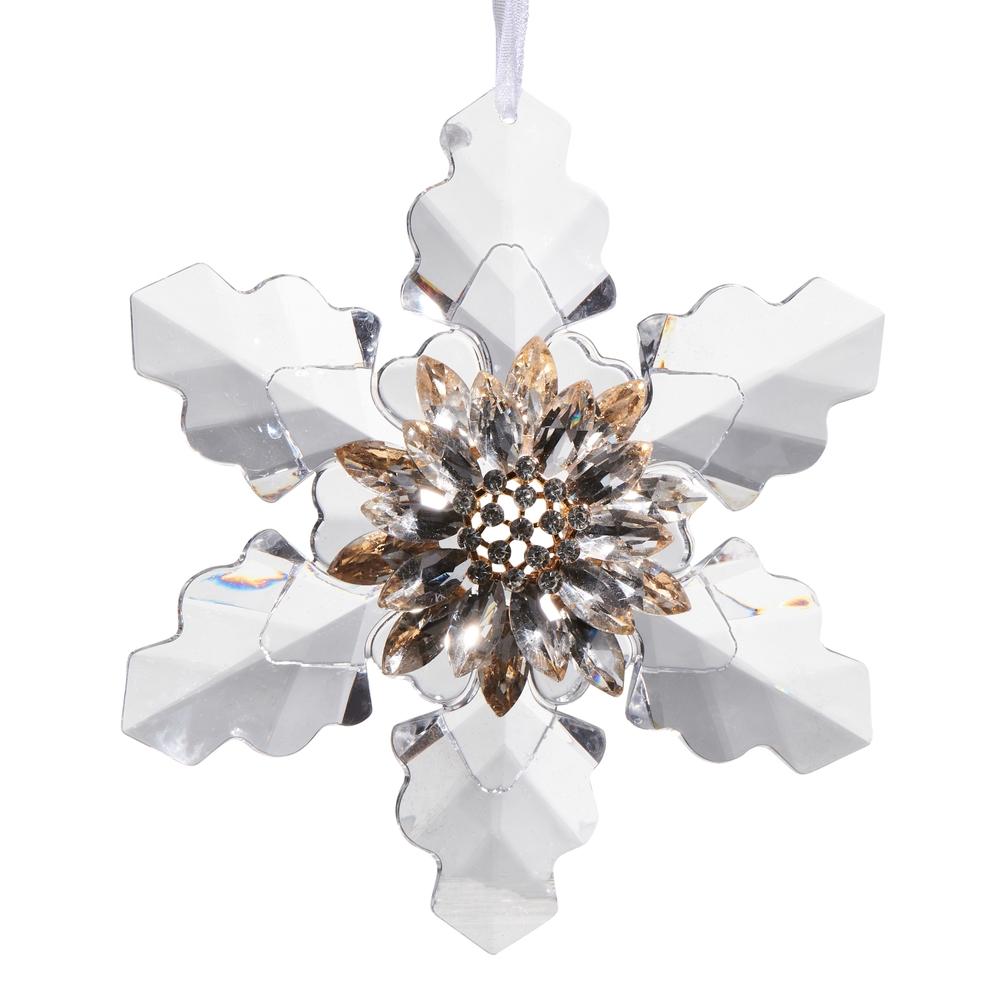 RAZ Imports 4.5" Acrylic Snowflake Brooch Ornament