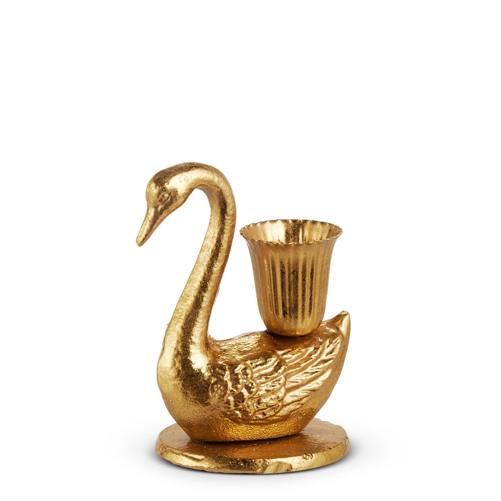 RAZ Imports 4.5" Gold Swan Candlestick