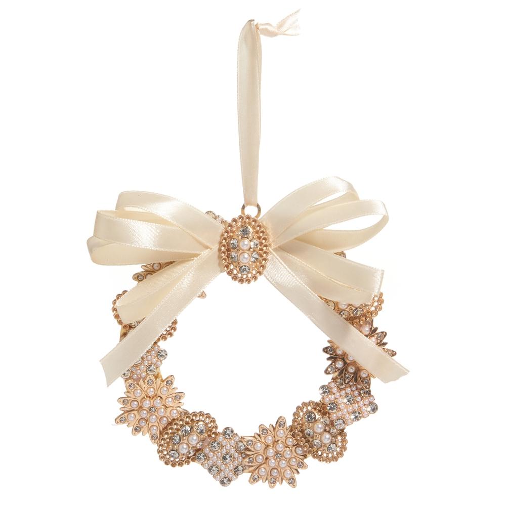 RAZ Imports 4.5" Vintage Brooch Wreath Ornament