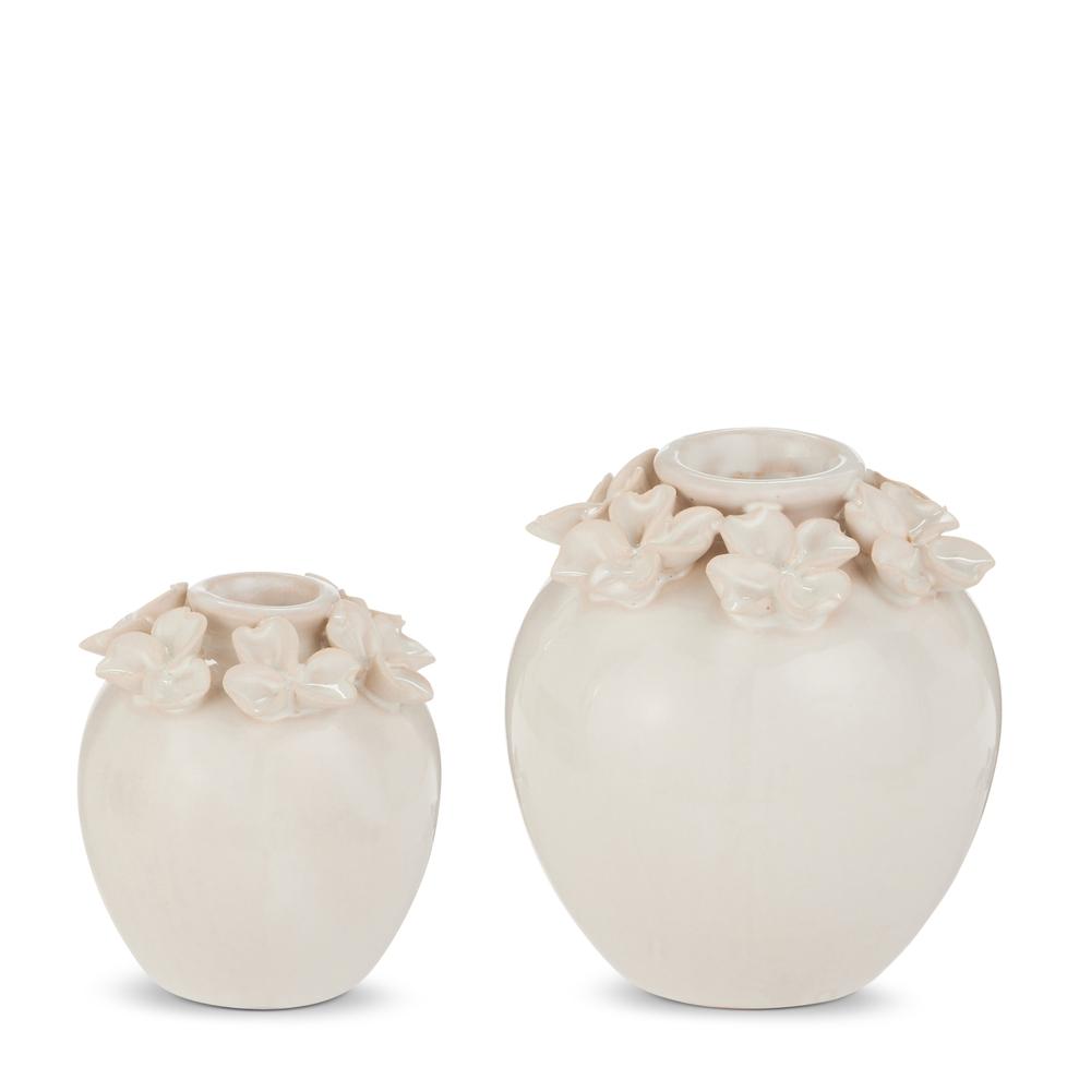 RAZ Imports 4.5" White Floral Vase