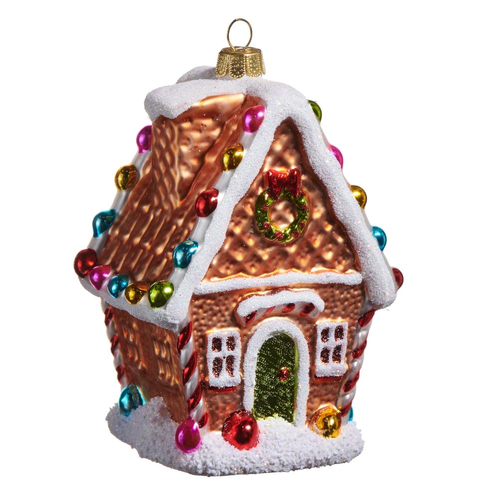 RAZ Imports 4.75" Brown Gingerbread House Ornament