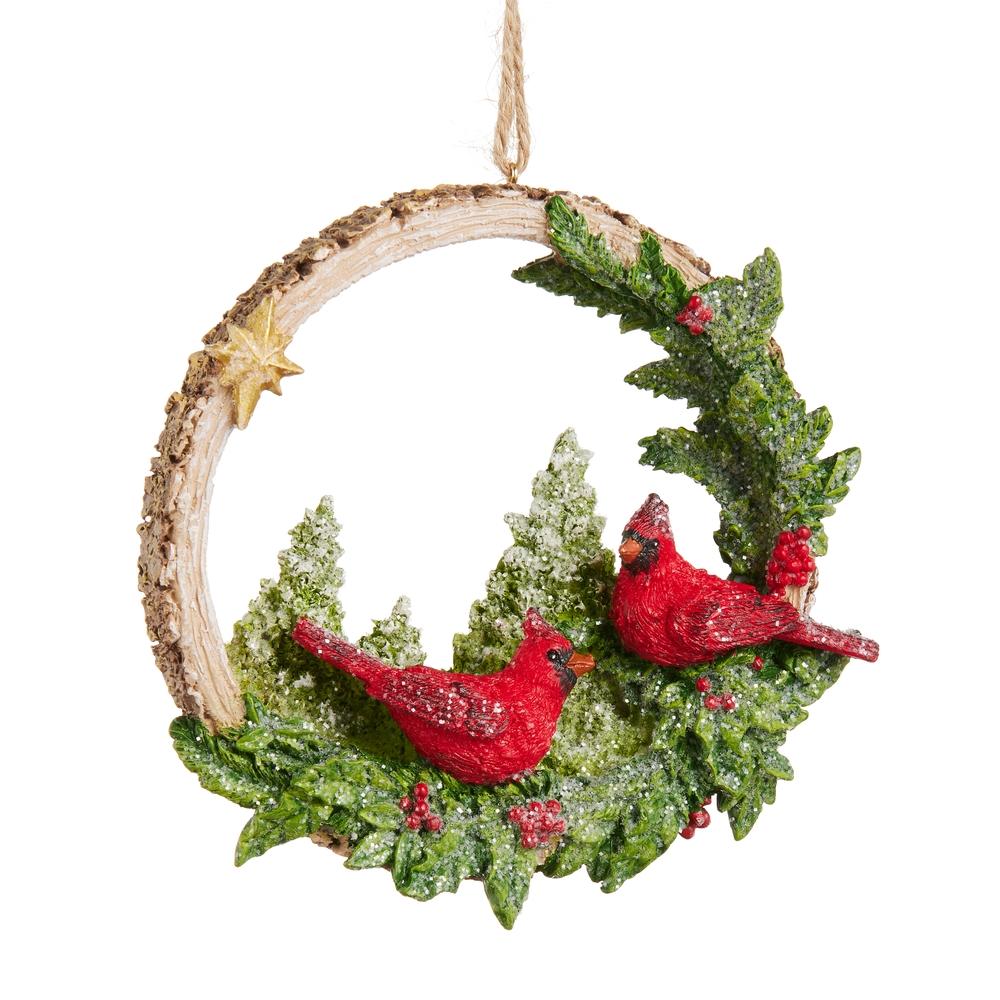 RAZ Imports 4.75" Woodland Noel Cardinals Ornament