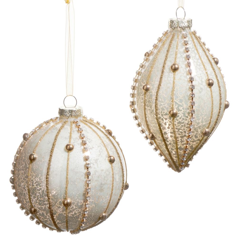 RAZ Imports 4" Beaded Gold Ornament